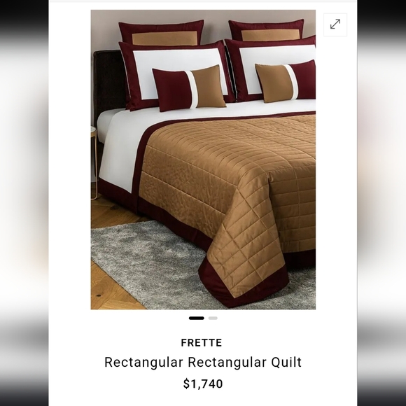 Frette NWT Rectangular Light Quilt Reversible Midnight Blue/ Grey Retails $1,900 - Picture 12 of 13